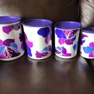 Vintage Tupperware Spring Blossoms Canister Set